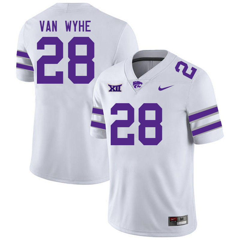 #28 Rex Van Wyhe Kansas State Wildcats Fotball Jerseys Stitched Sale-White